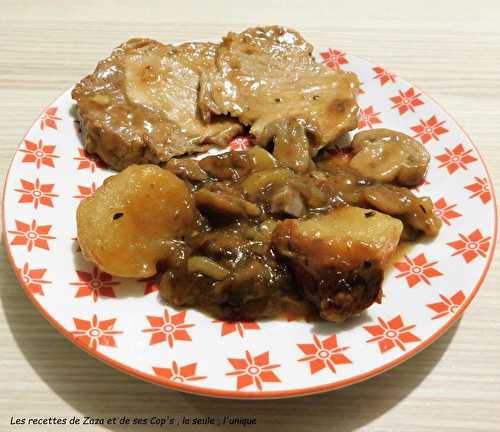 Rôti de porc champignons et pommes de terre au Cookéo - Les recettes de Zaza .