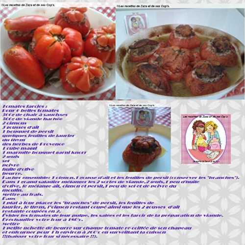 Tomates farcies suivant une recette de mon grand frère Jean-Luc ex Cuisinier - Les recettes de Zaza .