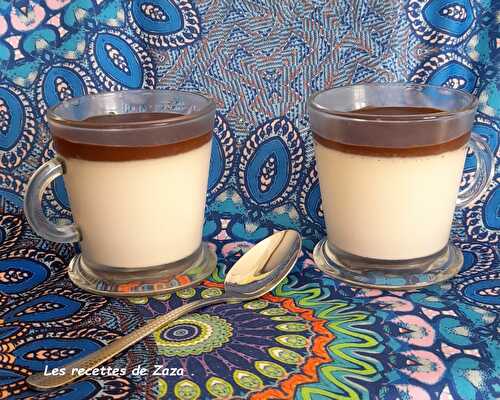 Panacotta à la vanille et crémeux chocolat - Les recettes de Zaza .