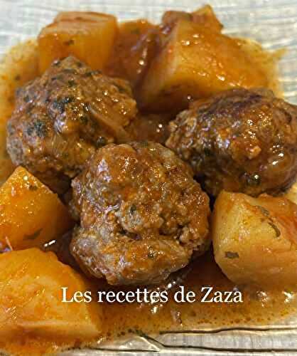 Boulettes de chair à saucisses et bœuf et pommes de terre à la tomate au Cookeo