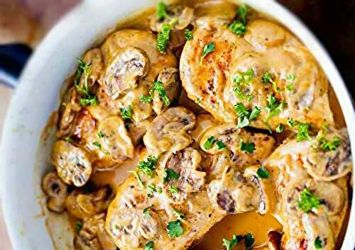 Cuisses de poulet sauce champignons et moutarde -Recette Mixte | Plat