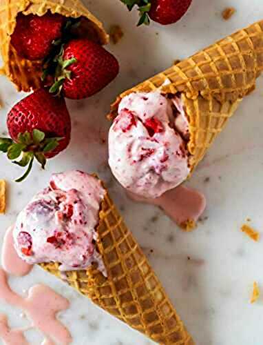 Glace italienne à la fraise au thermomix- Facile et Rapide - Recette Mixte