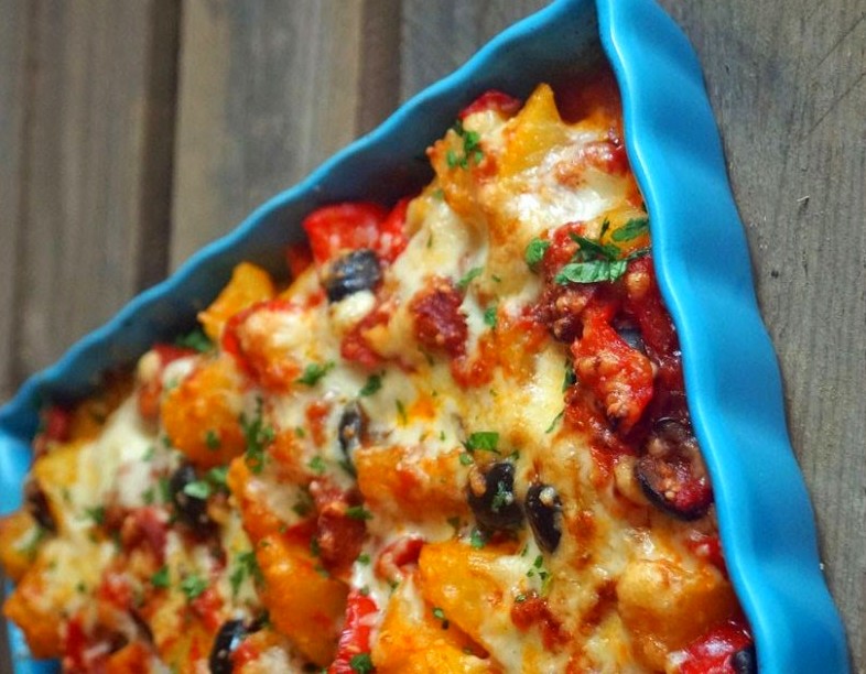 Gratin de pâtes au chorizo et tomates cerises WW Recette Mixte