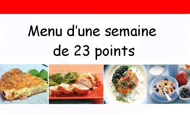 Plan de repas pour une semaine avec 23 points