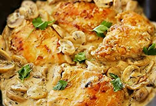 Poulet crémeux aux champignons - PLATS - Recette Mixte