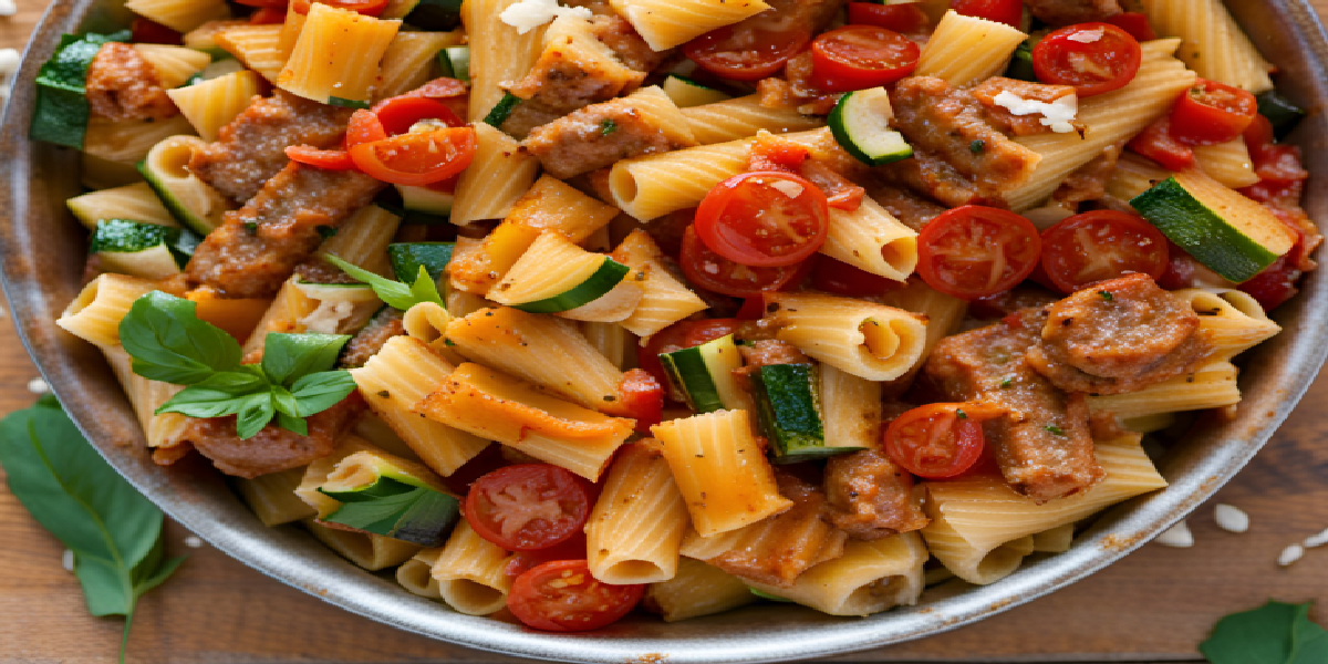 Rigatoni à la Sauscisse et tomates aux Courgettes : Recettes !