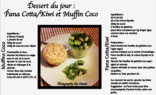 Dessert du jour : Pana Cotta/Kiwi et Muffin Coco