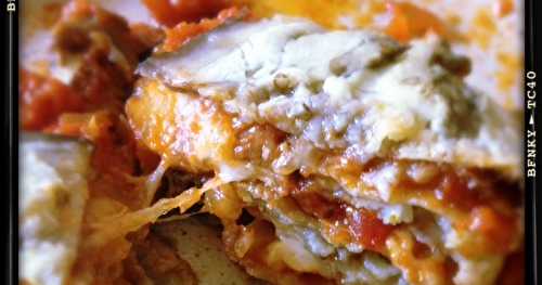 Lasagne d'aubergines-tomates-mozzarella