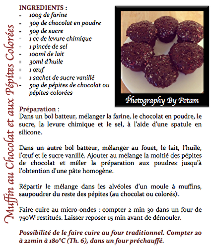 Muffin au chocolat et pépites colorées