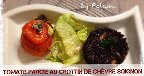 Tomate farcie au crottin de chèvre et au riz noir