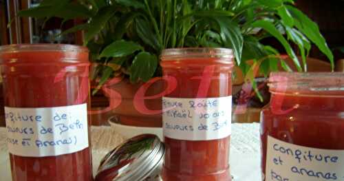 Confiture aux fraises de jardin et ananas  /  Compota de Morangos do Jardim e de Ananas