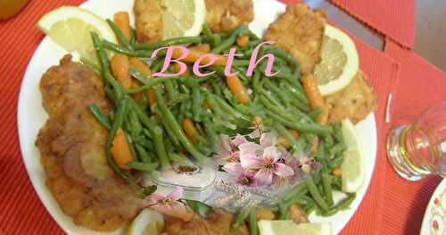 Filetes de Pescada Panados com Feijão Verde e Cenouras  /  Filets de Poisson Pané avec Haricots Verts et Carottes