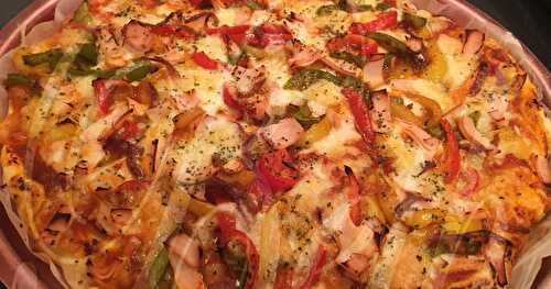 Pizza de Pimentos com Fiambre de Frango / Pizza aux Poivrons et Jambon de Poulet