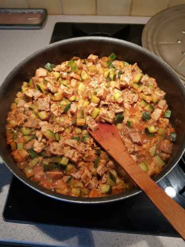 Poelée courgette poulet a la tomate