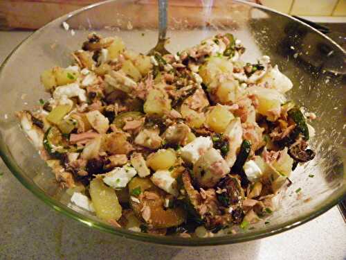 Salade de courgette,pomme de terre,fêta et thon
