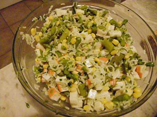 Salade riz asperges, fromage, mais