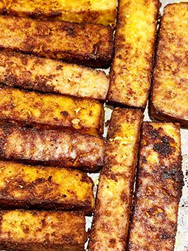 Bâtonnets de tofu au chili, cari et gingembre