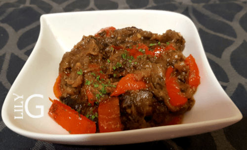 Recette salade d’aubergine et poivron rouge - Lily Gourmandises