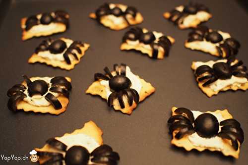 Recette pour Halloween: amuse bouche araignée en olive