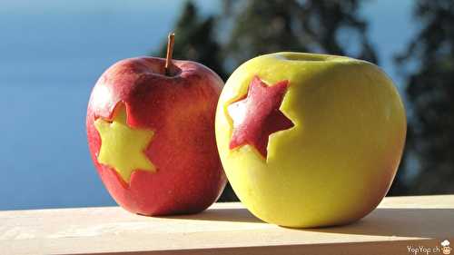 Un en-cas sain et original: les pommes étoilées. Une recette amusante