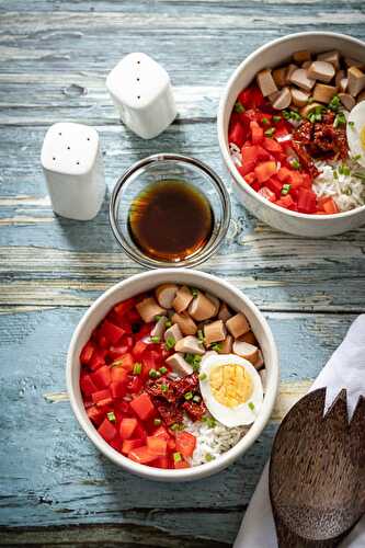 Salade de riz aux saucisses