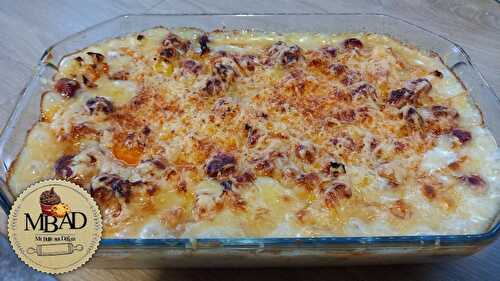 Gratin de Chou-fleur, carottes aux knackis