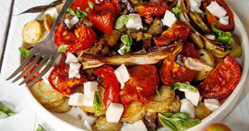 Ma salade d'aubergines/rattes et tomates rôties