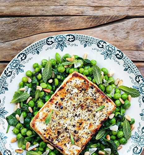 Ma salade de petits pois et feta rôtie