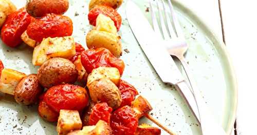 Mes brochettes de pommes de terre/tomate et halloumi