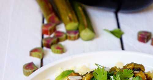 Notre tajine aubergine/rhubarbe (recette à 4 mains)