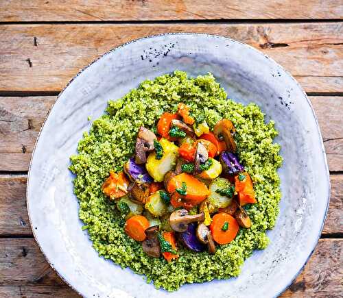 Ma salade de couscous vert aux légumes rôtis