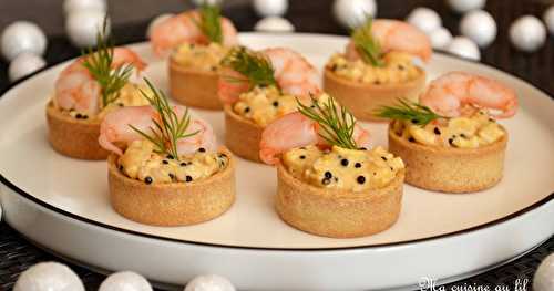 Apéro de fêtes : bouchées aux crevettes et oeufs mimosa