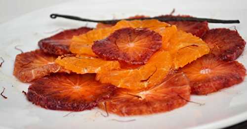 Carpaccio d'oranges sanguines et de clémentines, sirop au miel vanillé