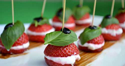 Fraises au fromage de chèvre, basilic et balsamique