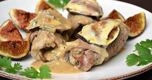 Involtini de veau aux figues et jambon de Parme, sauce au cambozola et Porto rouge...