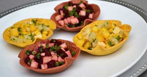 Petites salades colorées à la betterave-pomme et à la mangue-ananas...