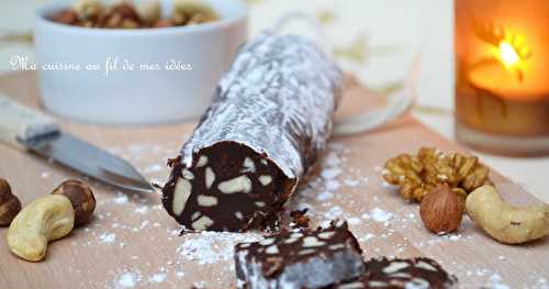 Saucisson au chocolat aux noix de cajou {trompe-l'oeil}