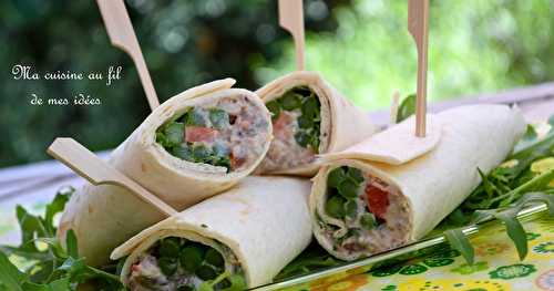 Wraps aux sardines et asperges vertes, yaourt grec, tomate et échalote...