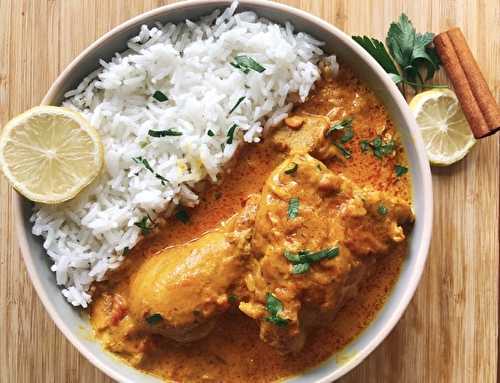 Poulet curcuma tomate et crème de coco