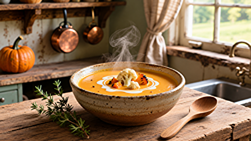 ➤Velouté de courge musquée, chou-fleur et pomme de terre : une soupe anti-gaspi toute douce !🥣