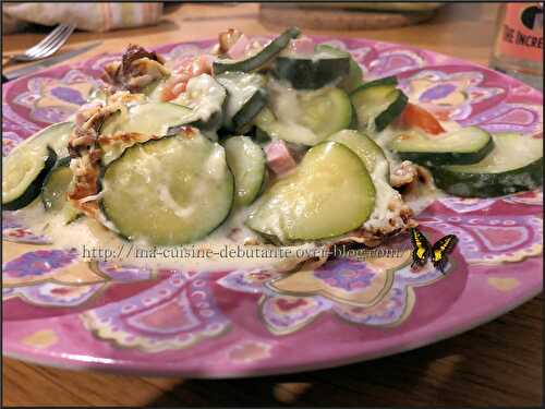 Gratin courgettes aux dès de jambon et béchamel