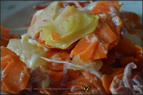 Gratin de carotte pomme de terre au bacon mozzarella