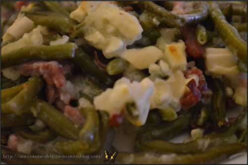 Haricots verts et bacon à la béchamel au chèvre