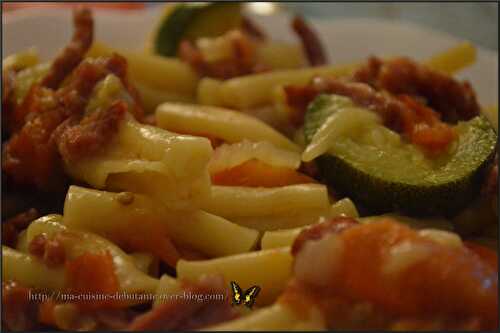 Macaronis au bacon courgette