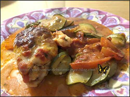 Poulet au four et ses courgettes tomates