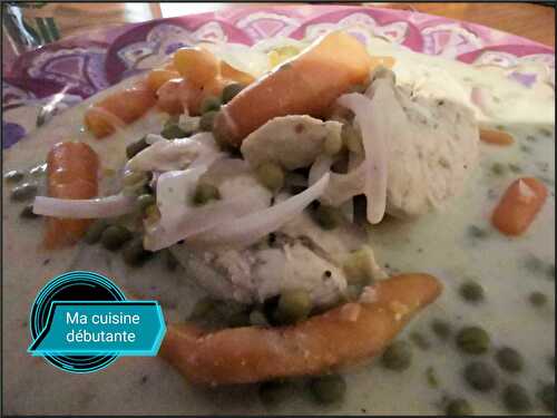 Poulet et ses petits pois carottes au roquefort avec cookeasy