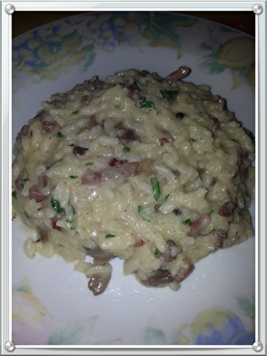 Recette de risotto aux champignons et au bacon