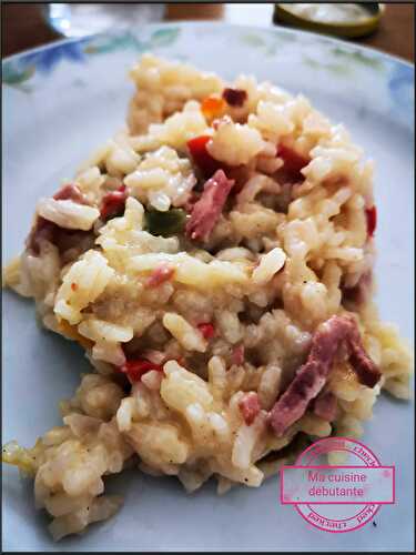 Risotto aux allumettes de bacon et poivrons au companion