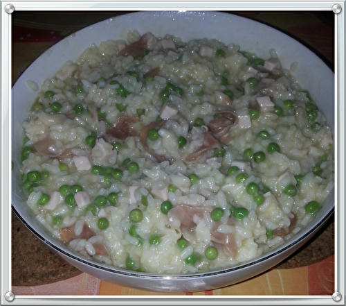 Risotto petit pois et jambon