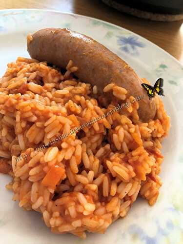 Riz à la sauce tomate et ses saucisses de Toulouse